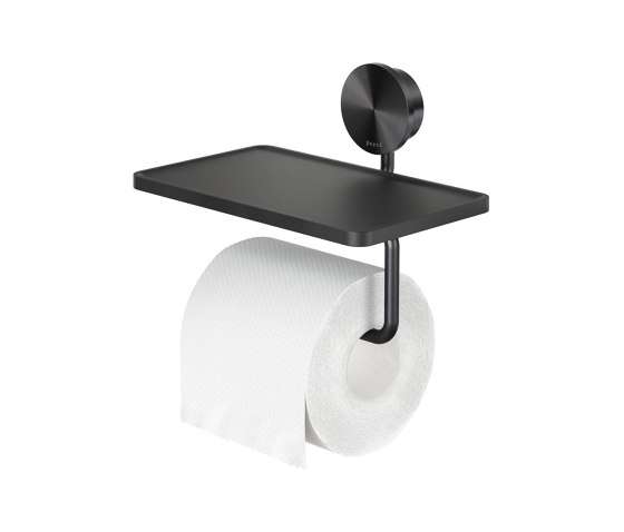 Opal Brushed Metal Black | Toilettenpapierhalter Mit Ablage Schwarz Metall Gebürstet | Toilettenpapierhalter | Geesa