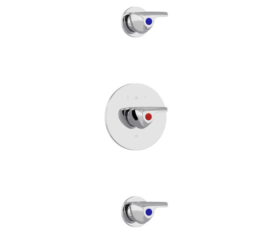 Pile & Face | Thermostatique à encastrer et 2 robinets d'arrêt | Robinetterie de douche | rvb