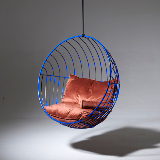 Bubble Hanging Chair Swing Seat - Lined Pattern - BLUE | Balancelles | Studio Stirling