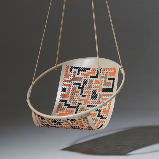 Embroidery Hanging Chair Swing Seat - Kuba Pattern | Dondoli | Studio Stirling