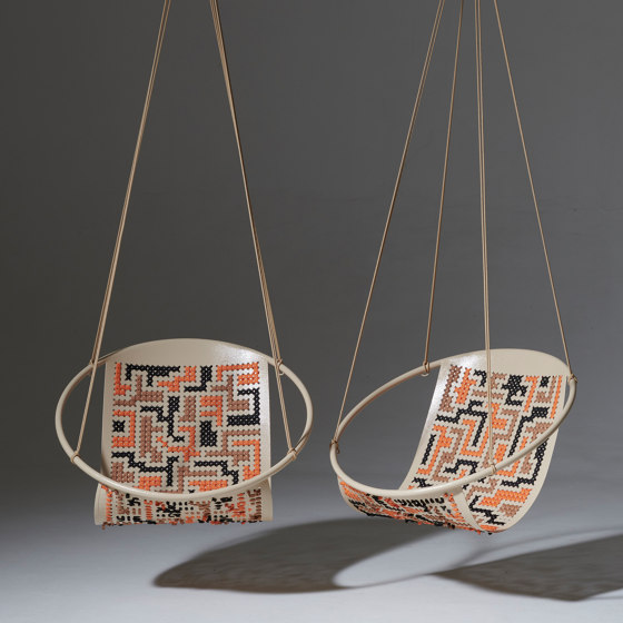 Embroidery Hanging Chair Swing Seat - Kuba Pattern | Swings | Studio Stirling