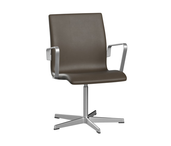Oxford™ | Chair | 3271T | Leather | 5 star satin polished aluminum base | Armrest | Stühle | Fritz Hansen