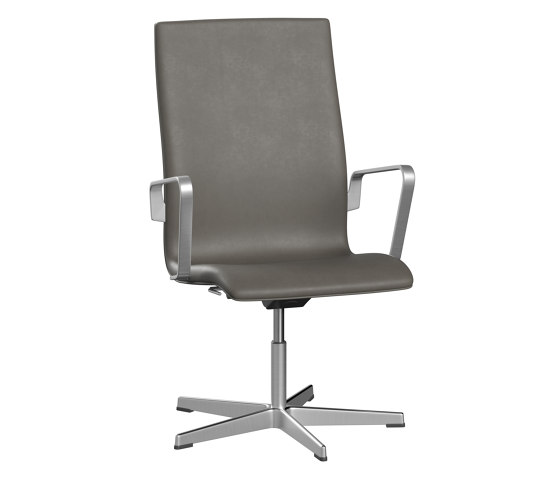 Oxford™ | Chair | 3293T | Leather | 5 star satin polished aluminum base | Armrest | Stühle | Fritz Hansen
