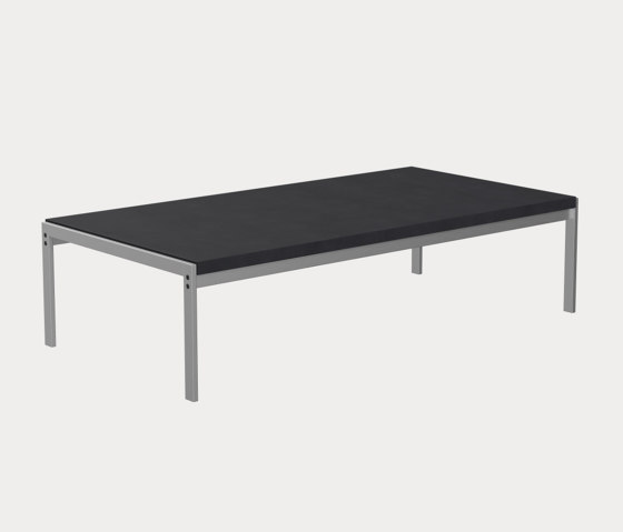 PK63A™ | Coffee table | Dark granite | Satin brushed stainless steel base | Couchtische | Fritz Hansen