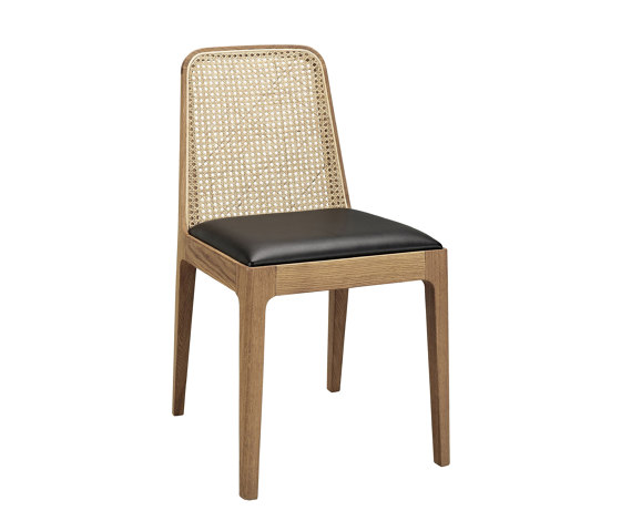 Racquet chair oak oiled, onded leather black | Sillas | Hans K