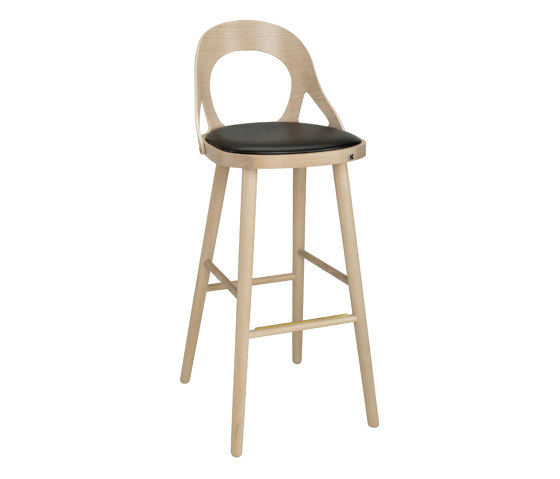 Colibri barchair 74cm oak blonde, bonded leather black emb | Bar stools | Hans K