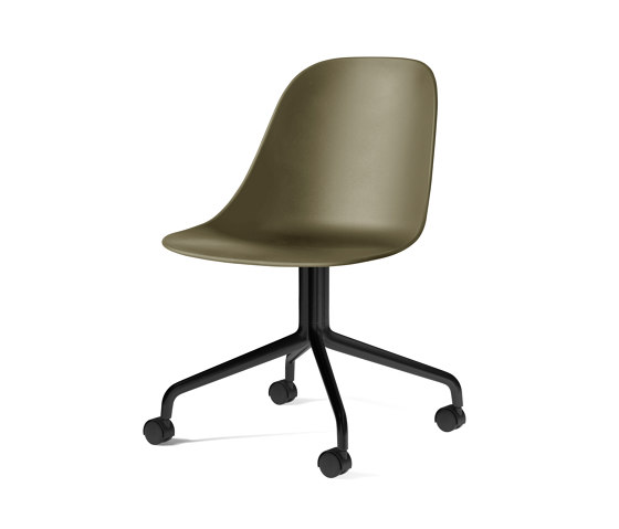 Harbour Side Dining Chair, Star Base W. Casters | Black Aluminium, Olive Plastic | Chairs | Audo Copenhagen