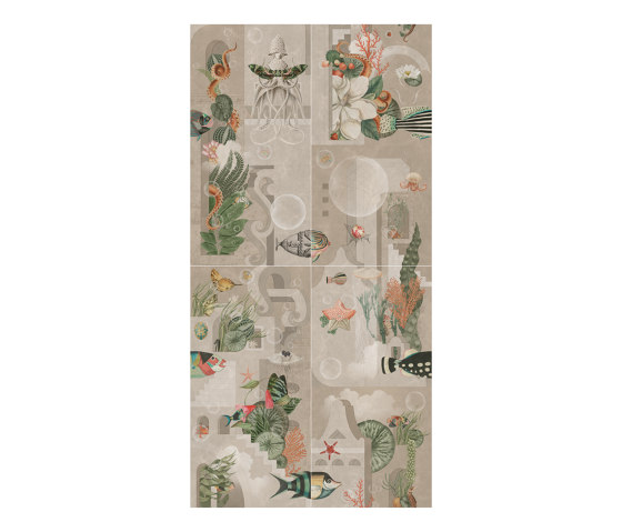 Garden Of Dreams Sepia - Decor Slabs 60x120 (set di 4 pz) | Piastrelle ceramica | Devon&Devon