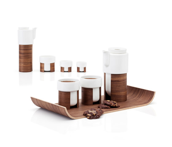 WARM Tea & Coffee Set, white, walnut | Dinnerware | Tonfisk Design