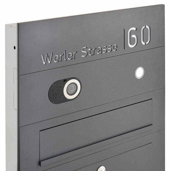 Division | Stainless steel letterbox Division BIG - RAL as desired - Comelit Switch VIDEO complete set Wifi - 2-wire flush-mounted variant 100mm | Buchette lettere | Briefkasten Manufaktur