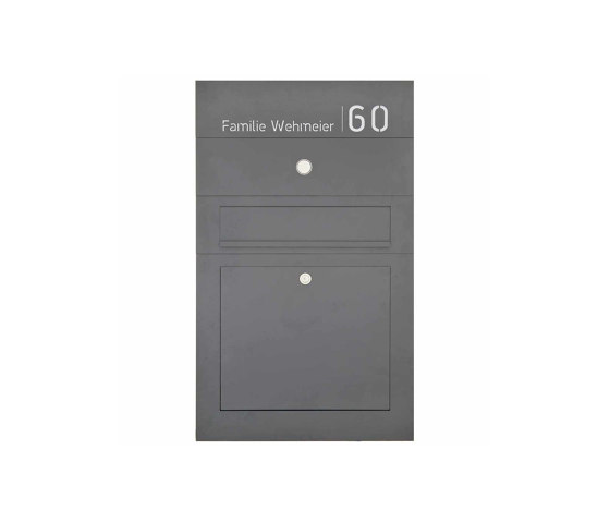 Division | Stainless steel letterbox Division BIG - RAL as desired - Bell intercom - House number flush-mounted or in-wall variant 100mm | Mailboxes | Briefkasten Manufaktur