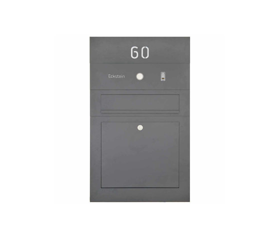 Division | Stainless steel letterbox Division BIG - RAL as desired - Bell intercom - House number flush-mounted or in-wall variant 100mm | Mailboxes | Briefkasten Manufaktur