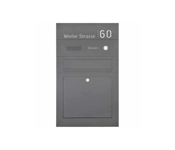 Division | Stainless steel letterbox Division BIG - RAL as desired - Bell intercom - House number flush-mounted or in-wall variant 100mm | Buzones | Briefkasten Manufaktur