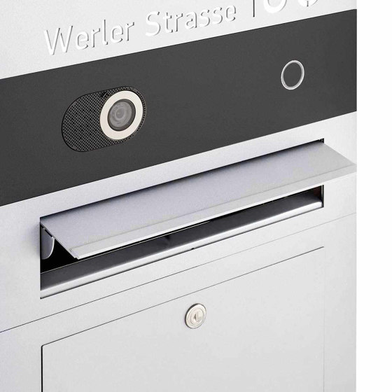 Division | Stainless steel letterbox Division BIG - BI-Color Edition - Comelit Switch VIDEO complete set - 2-wire flush-mounted variant 100mm | Buzones | Briefkasten Manufaktur