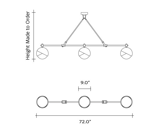 Benedict | Linear 3 Light Chandelier (Eggshell / Blackened brass) | Lampade sospensione | Trella