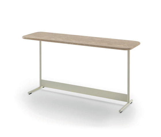 Tokio Service 106x32 - Version with Travertino romano Top and Birch RAL 1013 lacquered Structure | Side tables | ARFLEX
