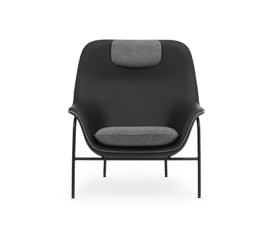 Drape Lounge Chair High W. Headrest Black Steel Ultra Leather/Hallingdal | Sessel | Normann Copenhagen