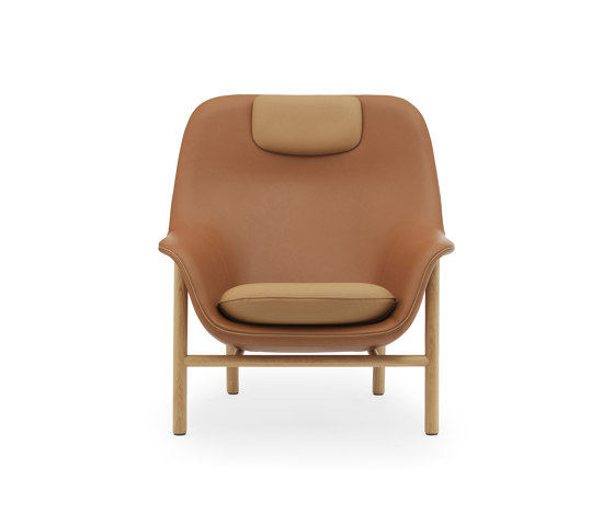 Drape Lounge Chair High With Headrest Oak Ultra Leather | Fauteuils | Normann Copenhagen