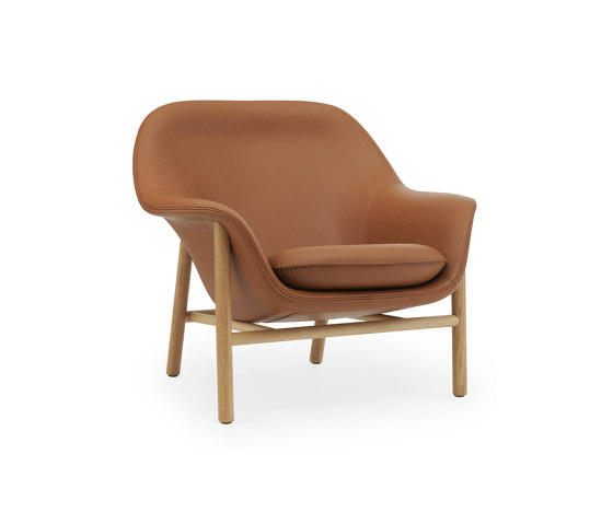 Drape Lounge Chair Low Oak Ultra Leather | Armchairs | Normann Copenhagen