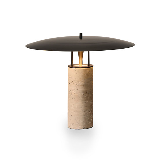 Luna | Table - Antique Brass - Travertine | Lampade tavolo | J. Adams & Co