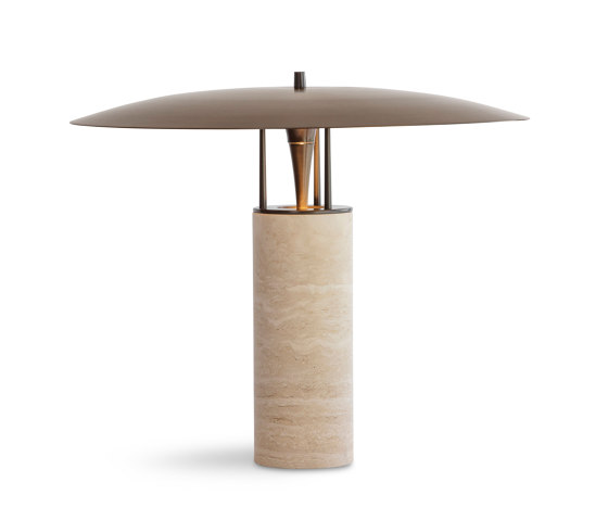 Luna | Table - Bronze & Travertine | Luminaires de table | J. Adams & Co