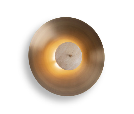 Luna | 450 Wall Light - Antique Brass - Travertine | Lampade parete | J. Adams & Co