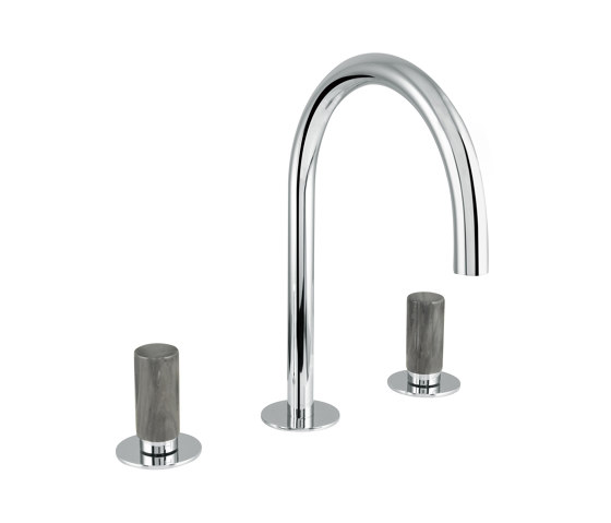 Sestriere | 3 Hole Deck Mounted Basin Mixer With Grey Marble Handle | Grifería para lavabos | BAGNODESIGN