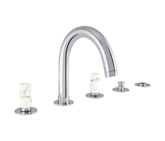 Sestriere | 5 Hole Bath Shower Mixer With White Marble Handle Without Hand Shower | Badewannenarmaturen | BAGNODESIGN