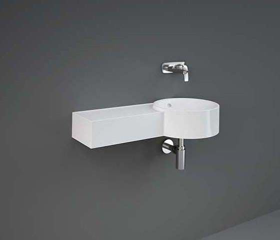 RAK-PETIT | Round Wall Hung Left Ledge Washbasin without tap hole | Wash basins | RAK Ceramics