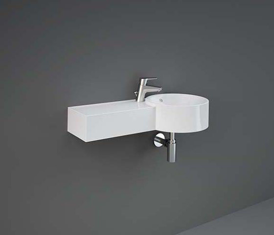 RAK-PETIT | Round Wall Hung Left Ledge Washbasin with tap hole | Lavabos | RAK Ceramics