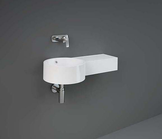 RAK-PETIT | Round Wall Hung Right Ledge Washbasin without tap hole | Lavabi | RAK Ceramics
