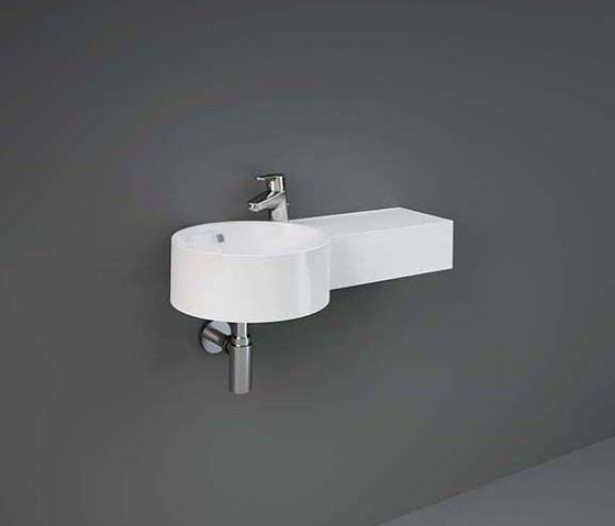 RAK-PETIT | Round Wall Hung Right Ledge Washbasin with tap hole | Lavabi | RAK Ceramics