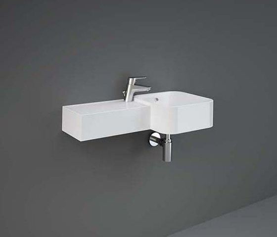 RAK-PETIT | Squared Wall Hung Left Ledge Washbasin with tap hole | Lavabos | RAK Ceramics