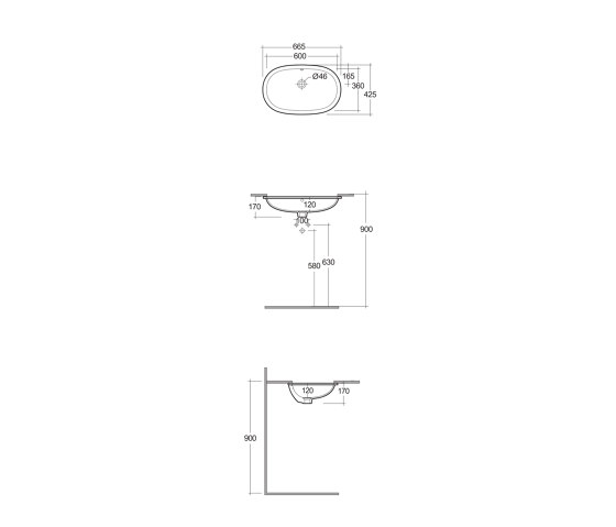 RAK-VARIANT | Oval Elongated Undercounter Washbasin | Wash basins | RAK Ceramics