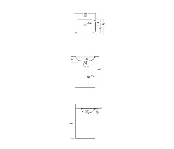 RAK-VARIANT | Rectangle Undercounter Washbasin | Wash basins | RAK Ceramics