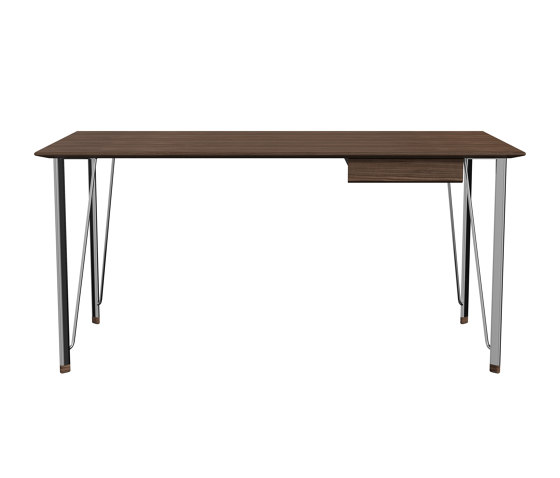 FH3605™ | Desk with drawer | Walnut | Chromed steel base | Desks | Fritz Hansen