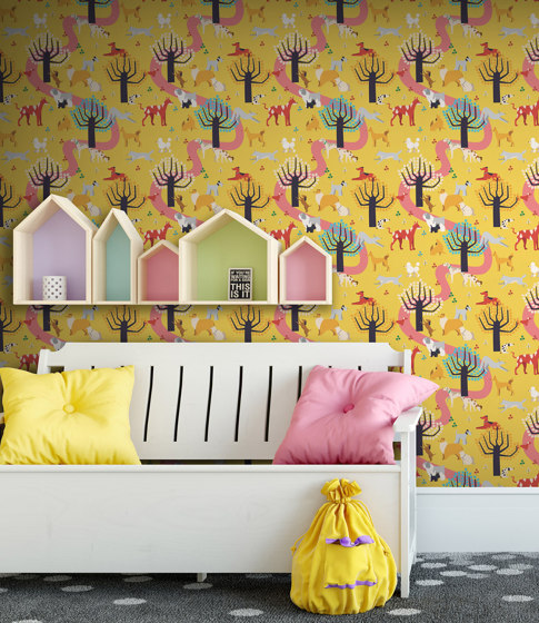 Dog Park - Yellow | Wall coverings / wallpapers | Feathr
