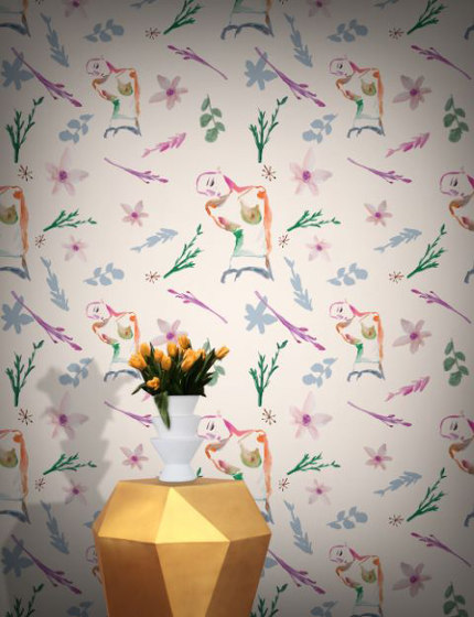 Flower Girl - Baby Pink | Revestimientos de paredes / papeles pintados | Feathr