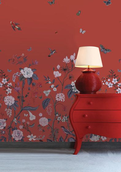 Hedgerow - Red | Wall coverings / wallpapers | Feathr
