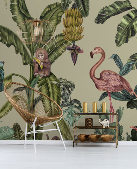 Monkeys with Birds - Cream | Wall art / Murals | Feathr