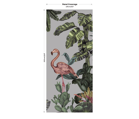 Monkeys with Birds II Fabric - Flamingo | Dekorstoffe | Feathr