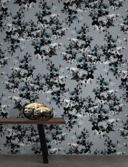 Moody Bloom - Blue | Wall coverings / wallpapers | Feathr