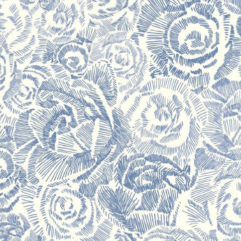 Porcelain Roses - Blue | Revestimientos de paredes / papeles pintados | Feathr