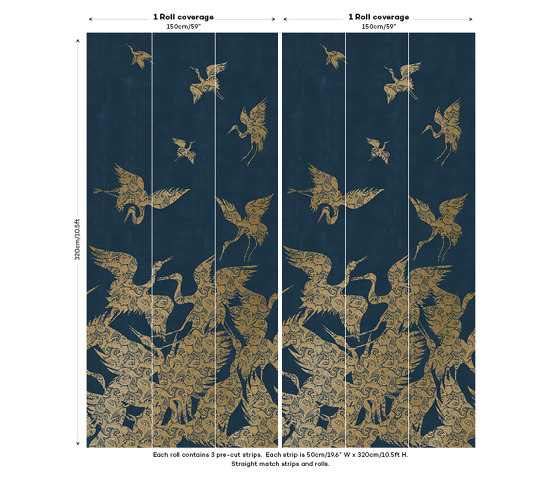 The Swoop Luxe - Blue Gold | Revêtements muraux / papiers peint | Feathr