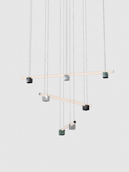 Isle 13 - P2 - Black Marquina + Guatemala Green + Polished aluminium | Lámparas de suspensión | Lambert et Fils