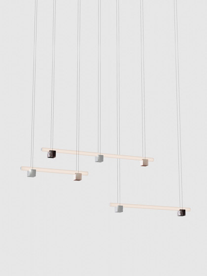 Isle 16 - P3 - Pink Portugal + Polished aluminium + Red Levanto | Suspended lights | Lambert et Fils