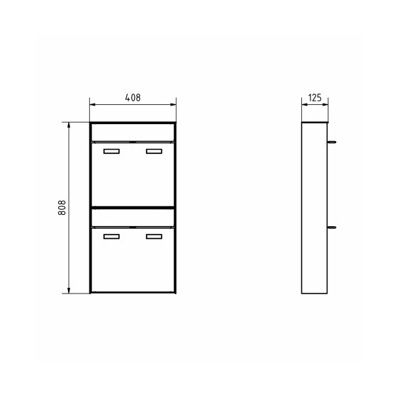 2 x 1x2 Sistema di cassette per le lettere di design GOETHE AP - RAL a scelta | Buchette lettere | Briefkasten Manufaktur