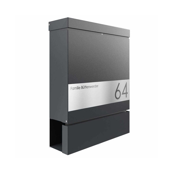 Cassetta per le lettere BRENTANO - Design Elegance 3 - Grigio antracite RAL 7016 | Buchette lettere | Briefkasten Manufaktur