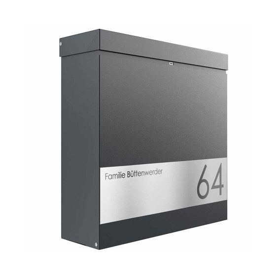 BRENTANO letterbox with newspaper compartment - Elegance 2 design - RAL 7016 anthracite grey | Mailboxes | Briefkasten Manufaktur