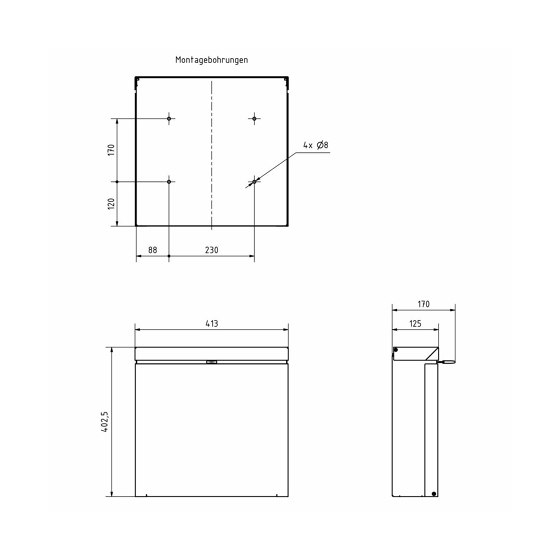 Buzón BRENTANO con compartimento para periódicos - Diseño Elegancia 2 - RAL 7016 gris antracita | Buzones | Briefkasten Manufaktur
